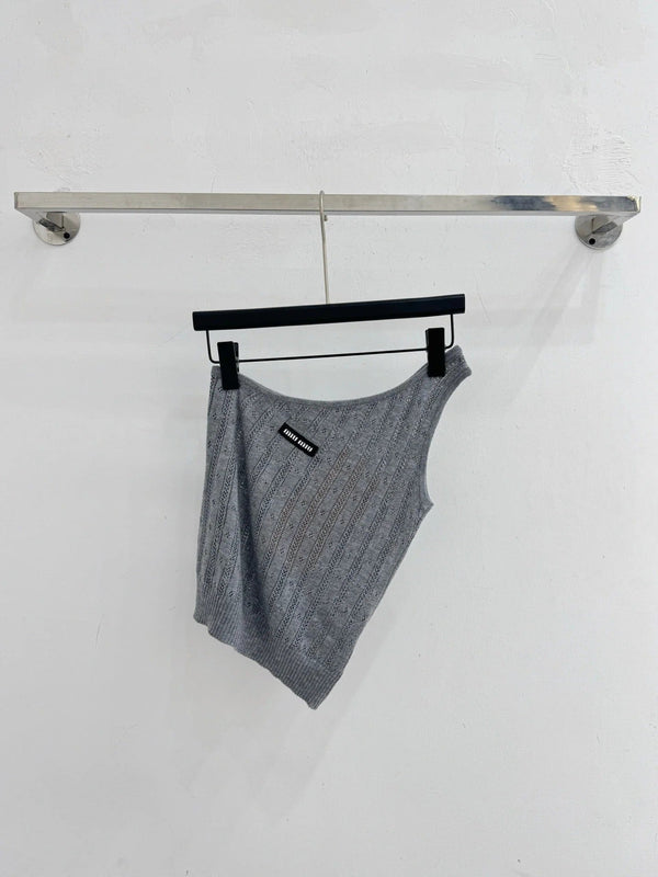 Miu Camisole en tricot ajouré à épaules dénudées en laine 2026 445545