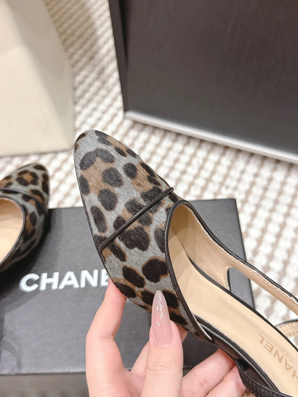 Escarpins à bride arrière CC 26s Noir Bleu Léopard Cuir 652653