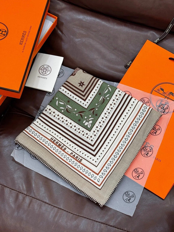 HERMES 25S SCARF 140 IN CASHMERE SILK 727318