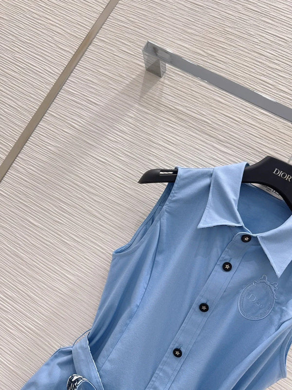 CD 2026 Vest Dress Blue Cotton 384557