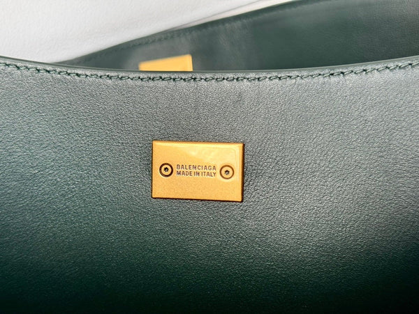 Sac Balenciaga Medium 35 Cuir de Veau Vert Foncé Métal Doré