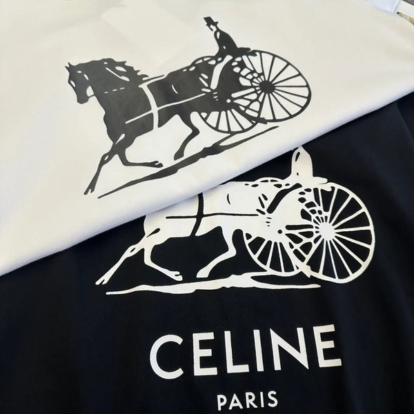 Celine 2026 Short-Sleeve T-Shirt Black and White Cotton