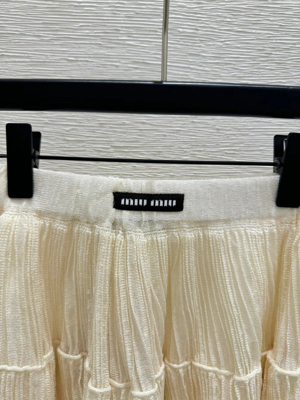 Miu 2026 Midi Skirt Beige Cotton 516813