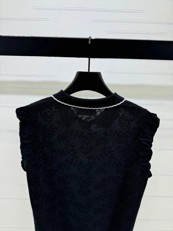 Miu 2026 Gilet en maille jacquard à col Laine Nylon 442704