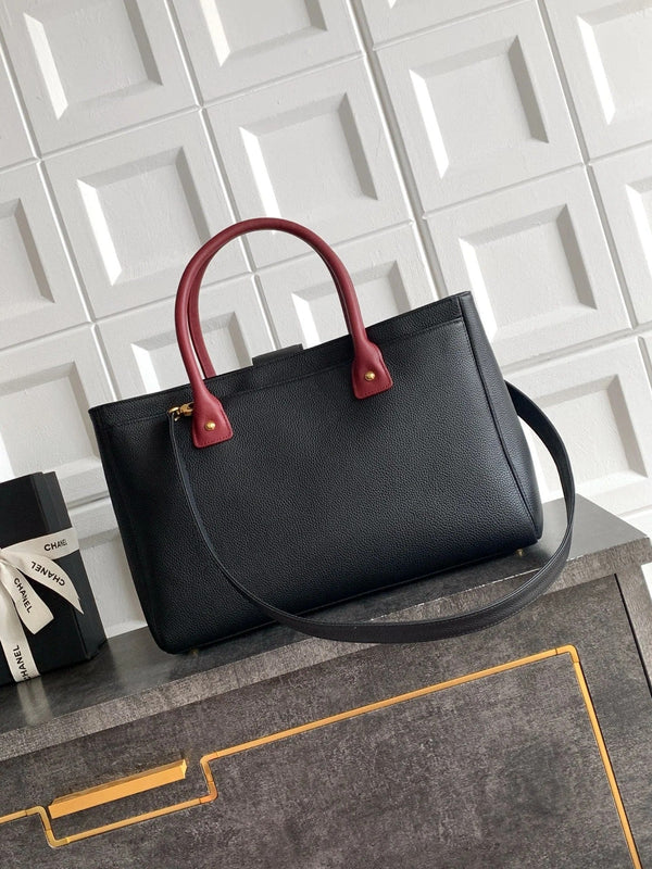 CC 2026 Shopping Bag Black mix Burgundy Calfskin