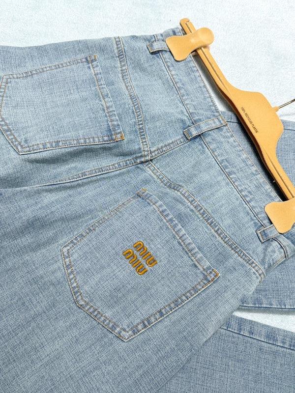 Miumiu 2026 Jean en denim bleu clair en coton