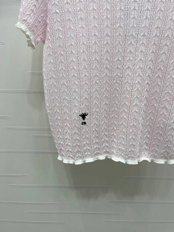 Dior 2026 Cable Knit Textured Short-Sleeve T-Shirt Wool 48244