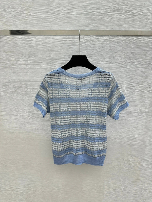 CC 2026 Striped Short-sleeved Shirt Blue Polyester Viscose 516783