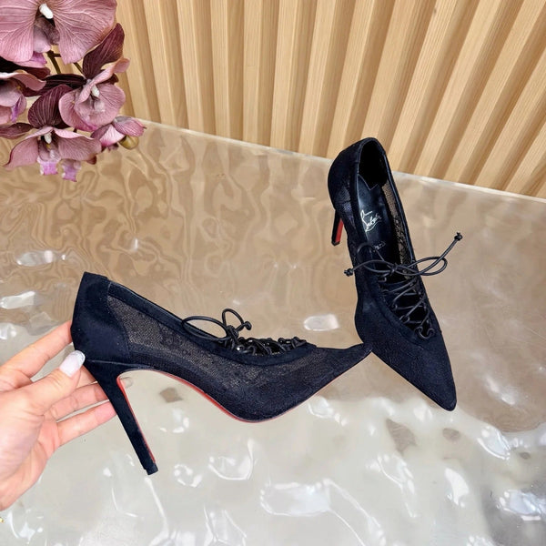 CL 2026 KM Lace 100mm Pumps Floral Lace Suede 698243