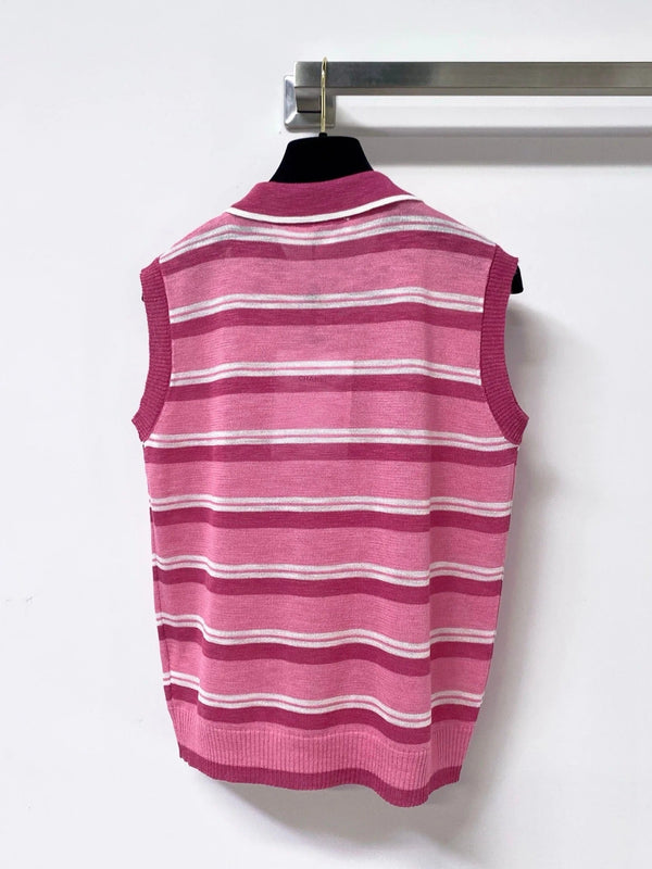CC 2026 Knit Sleeveless Polo-Neck Top Pink Lelin 449878