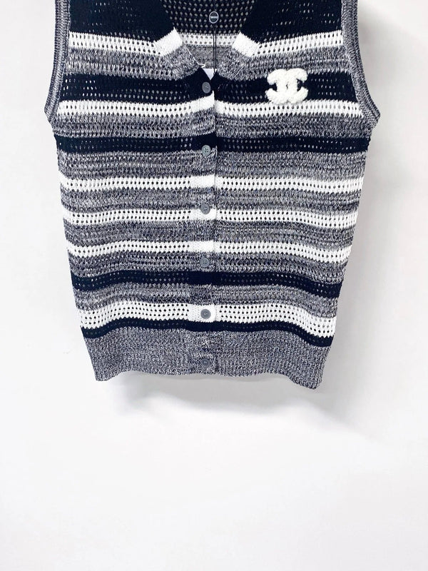 CC 2026 Strips Knit Button-Up Vets Grey Cotton 405725
