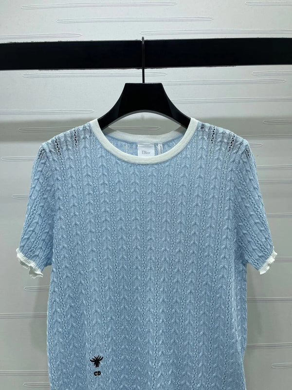 Dior 2026 Cable Knit Textured Short-Sleeve T-Shirt Wool 48244