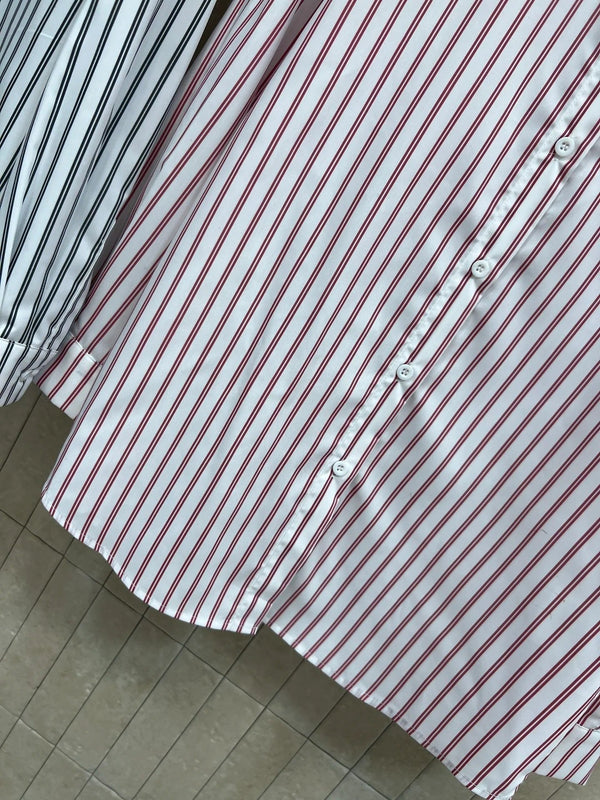 Chemise rayée brodée logo Chanel 2026 en coton rose et noir 355062