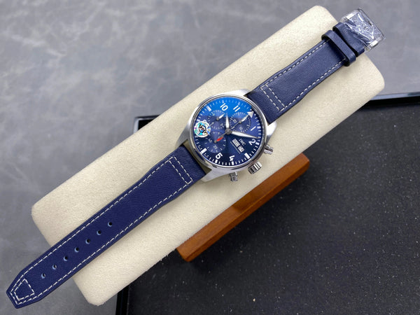 IWC Chronographe d'Aviateur 41 Cadran Bleu Boîtier Acier Bracelet Cuir