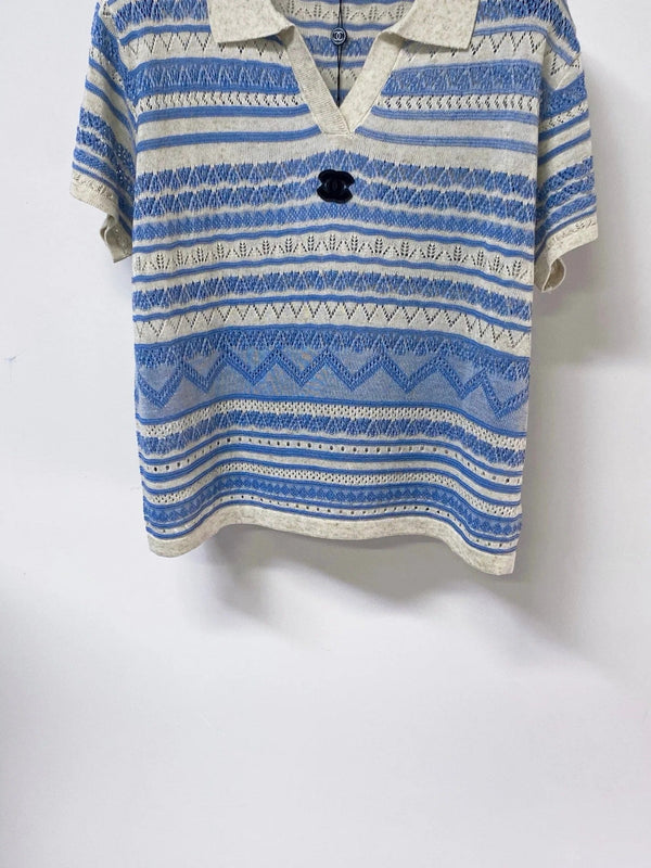 CC 2026 Strips Short-Sleeved Shirt Blue Flax Lelin 479950