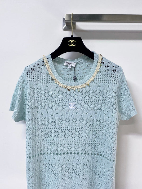 CC 2026 Blue Knitted Short-Sleeved Top Cotton 479942