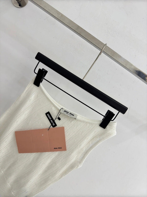 Miu Camisole en tricot ajouré à épaules dénudées en laine 2026 445545