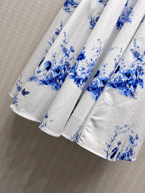 Dior 2026 Sleeveless Dress Blue White Cotton 410165