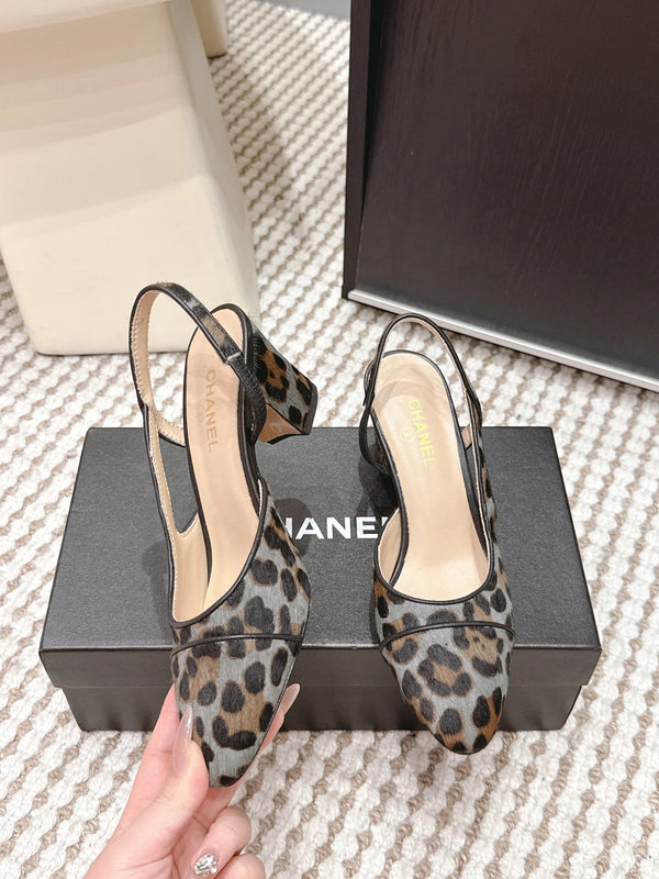 Escarpins à bride arrière CC 26s Noir Bleu Léopard Cuir 652653