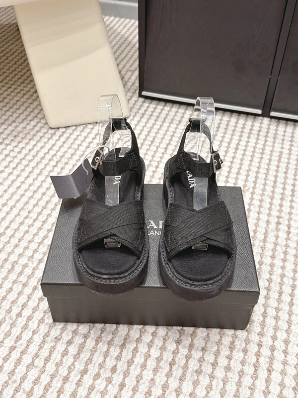 PRA 2026S Platform Sandals Black Canvas 657528