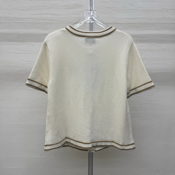 Chanel 2026 Cardigan Col Rond Laine Cachemire Crème 356956