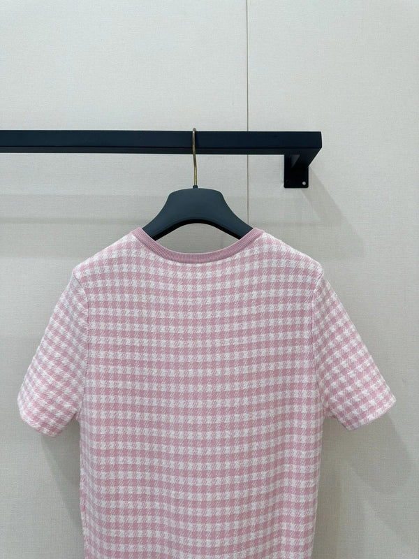 CD 2026 Checkered Knit Dress Pink Viscose 392531