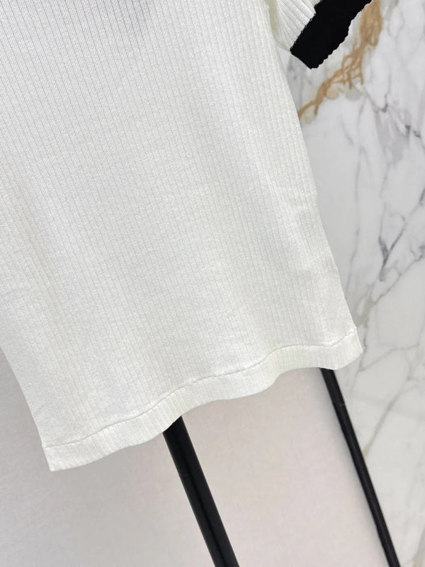 Miu 2026 Short-Sleeve Slim Fit White Wool 435284