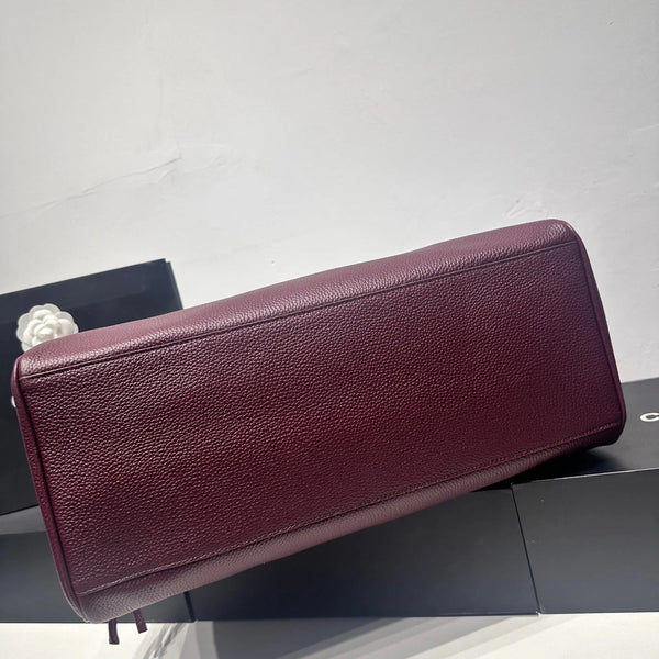 CC 2026 Large Shopping Bag 43cm Burgundy Grained Calfskin 363704