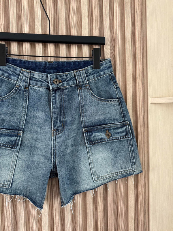 Short cargo en jean Miu 2026 en coton bleu 443831