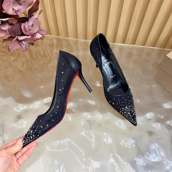 CL 2026 Miss Z Degrastrass 80mm Pumps Mesh Crystal Embellishments 776009