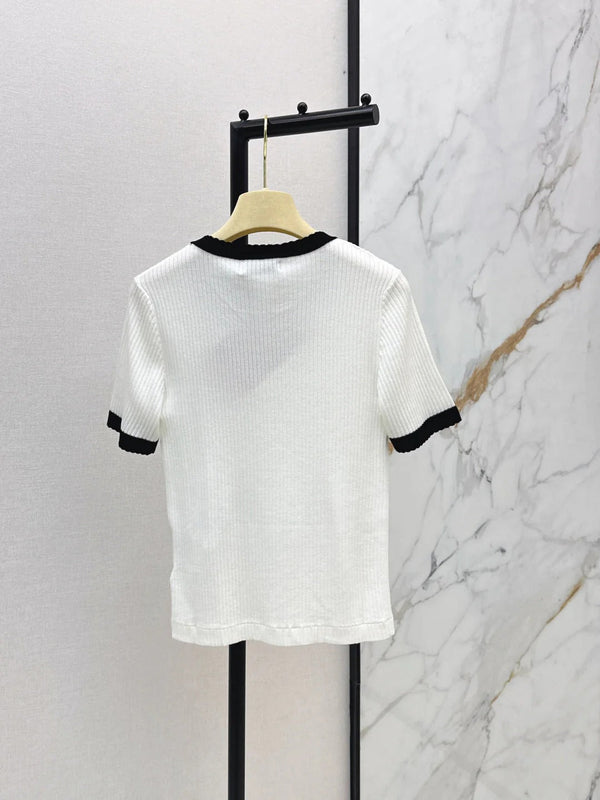 Miu 2026 Short-Sleeve Slim Fit White Wool 435284