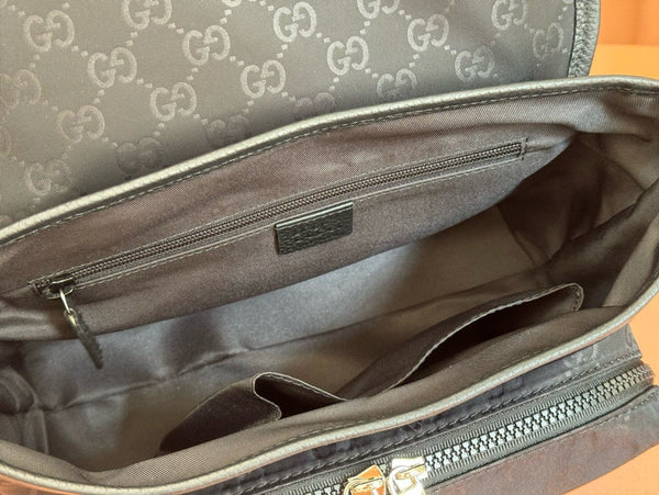 GG Shoulder Bag Black Nylon Cowhide 510335