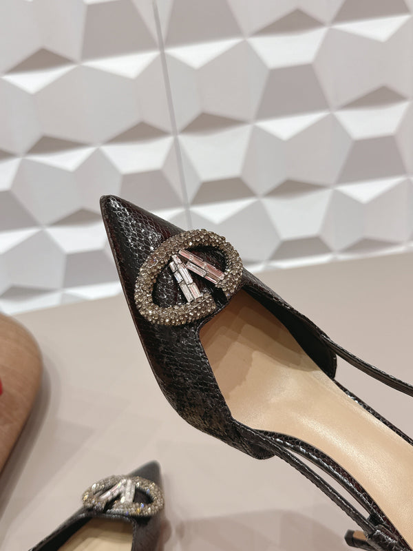 VT 26s Escarpins à bride arrière 80 en peau de serpent noire 613584