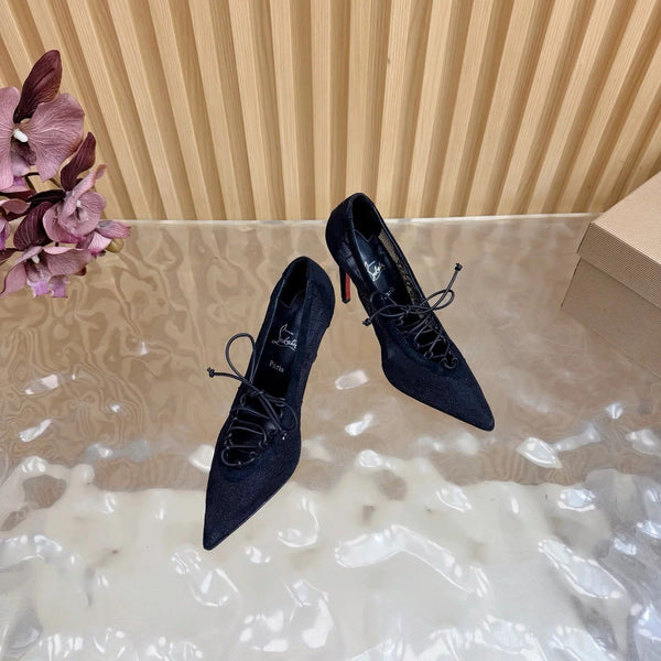 CL 2026 KM Lace 100mm Pumps Floral Lace Suede 698243