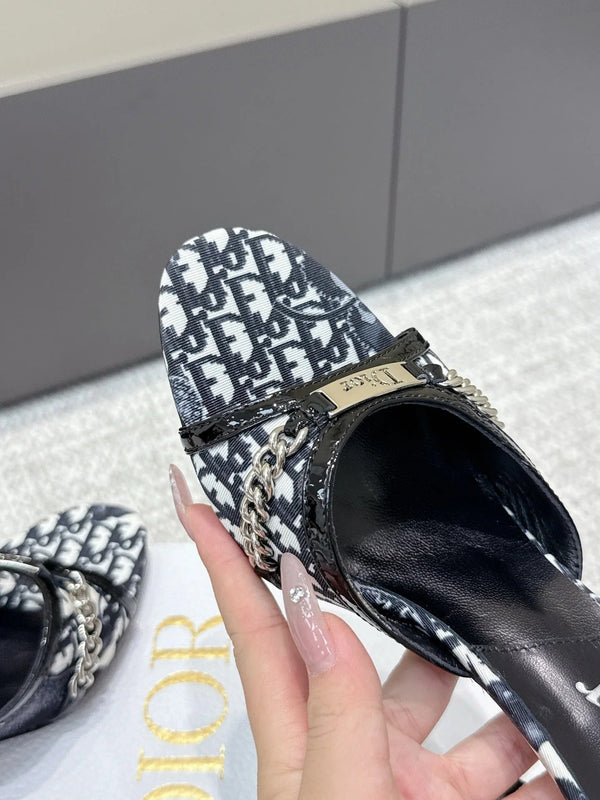 CD 26s Sandales à talons hauts 85 Tissu blanc noir Cuir de vachette 661470