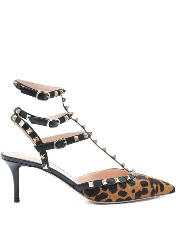 VT Sandales à talons Rockstud 65 en poulain imprimé léopard EUR145,00€
