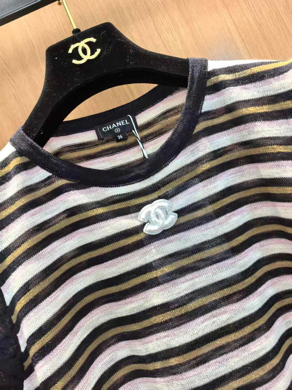 CC 2026 Striped Sleeveless Knit Vest Acrylic 387901