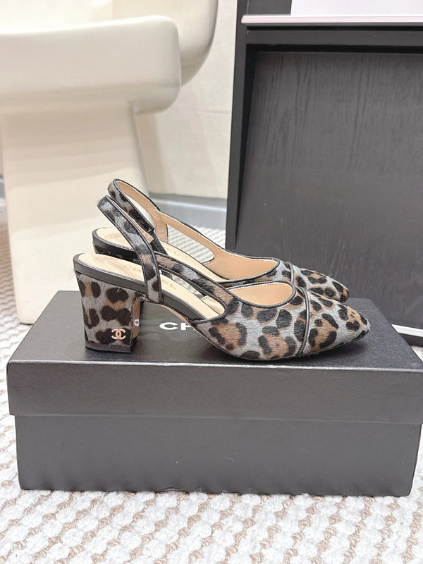 Escarpins à bride arrière CC 26s Noir Bleu Léopard Cuir 652653