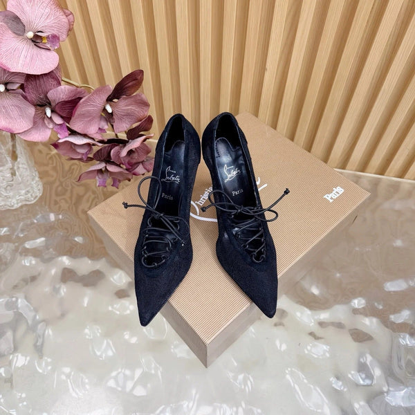 CL 2026 KM Lace 100mm Pumps Floral Lace Suede 698243