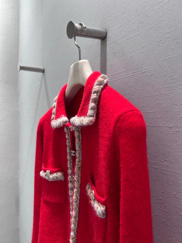 CC 26 Veste Courte Rouge Blanc Laine 340296