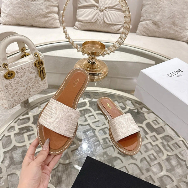 CL 26 Triomphe Slide Sandals Woven Leather 736551