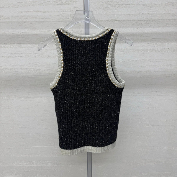 Chanel 2026 Haut Tricot Sans Manches Laine Cachemire Noir 356943