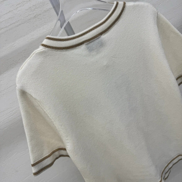 Chanel 2026 Cardigan Col Rond Laine Cachemire Crème 356956