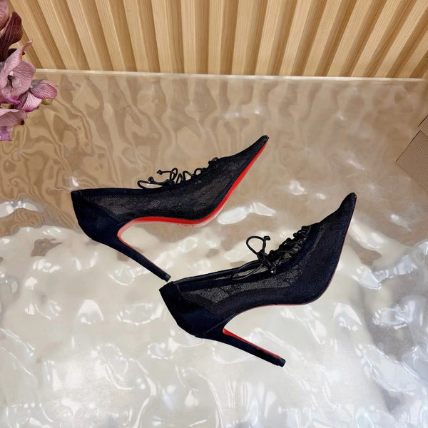 CL 2026 KM Lace 100mm Pumps Floral Lace Suede 698243