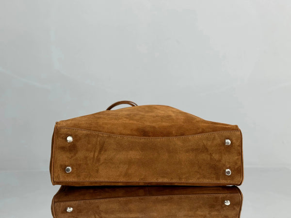 Balenciaga Large Bag 40 Camel Brown Suede Sliver Hardware