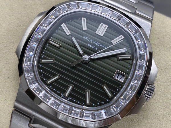 Patek Philippe Nautilus 40mm Diamond Benzel Green Dial