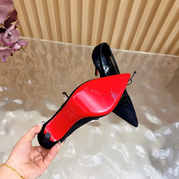 CL 2026 KM Lace 100mm Pumps Floral Lace Suede 698243