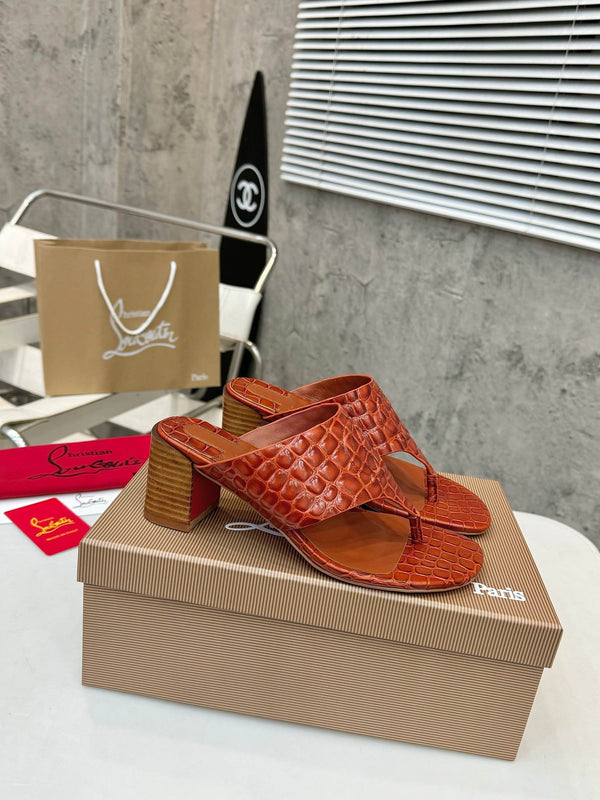 CL 2026 Tongamule Sandals 70mm Croc-Embossed Leather 780399