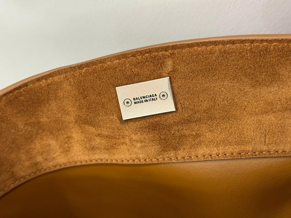 Sac moyen Balenciaga 35 Daim Marron Camel Métal Argenté