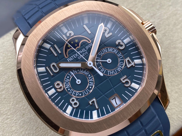 Patek Philippe Aquanaut Luce Annual Calendar 40mm Rose Gold Case Blue Rubber Strap